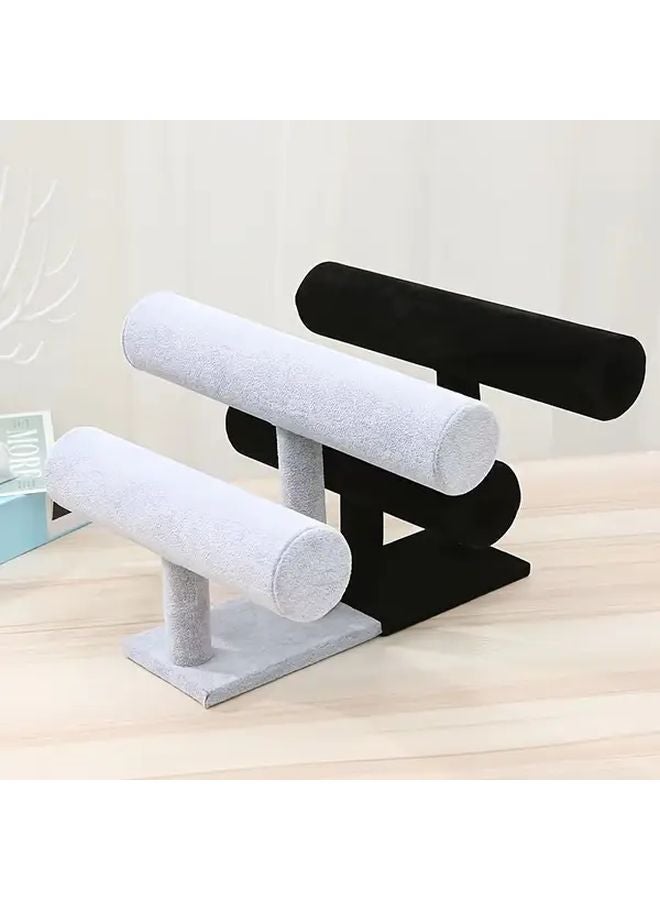 Black Single Layer Velvet Jewelry Display Stand Bracelet Watch Holder Marble Base - Image 5